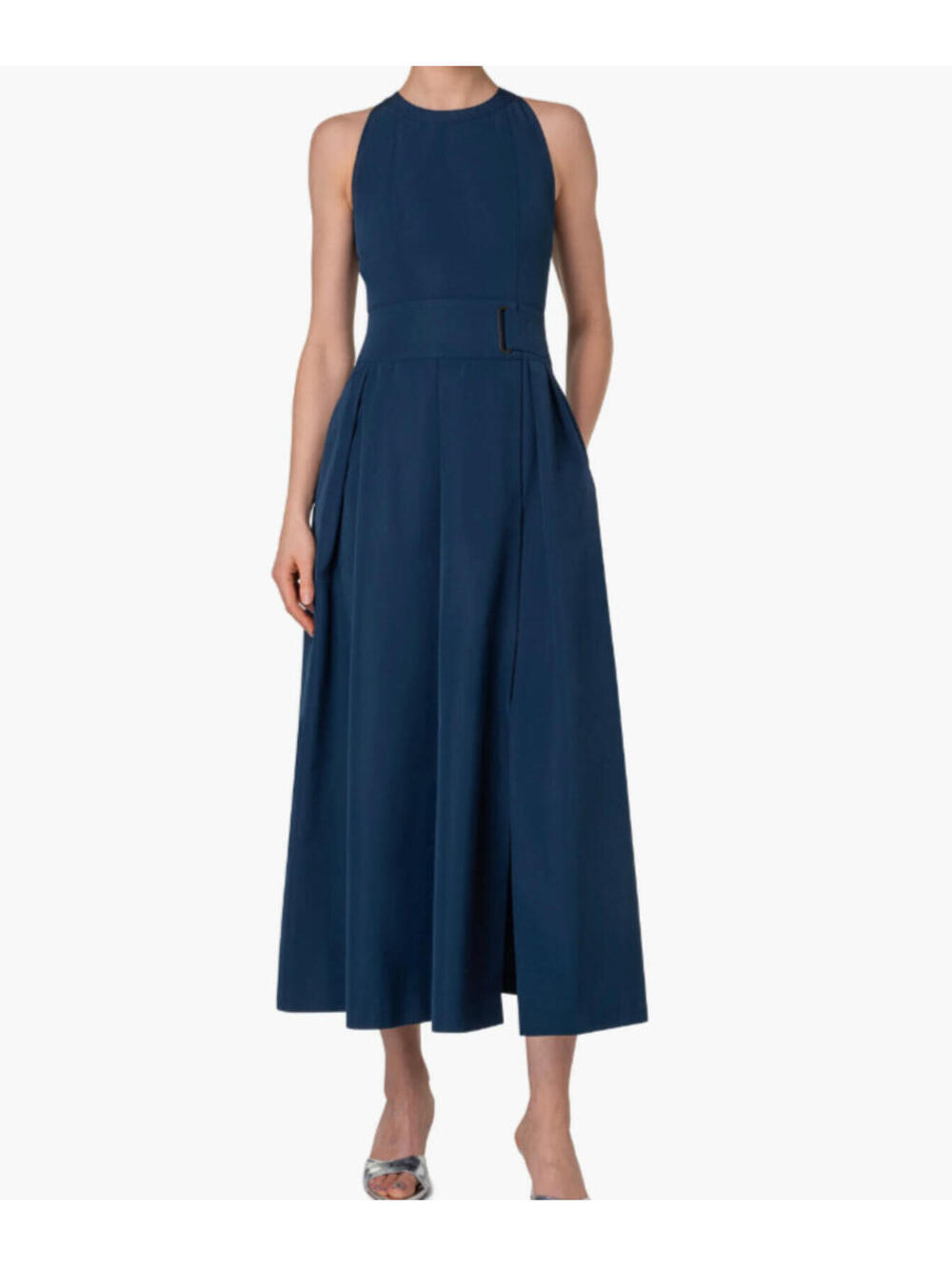 NEW, Akris Techno Taffeta Midi Dress in Navy Sz 6 #LD351